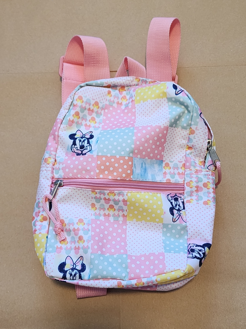 Disney Pastel Patchwork Minnie Mouse Kids Backpack - Pink